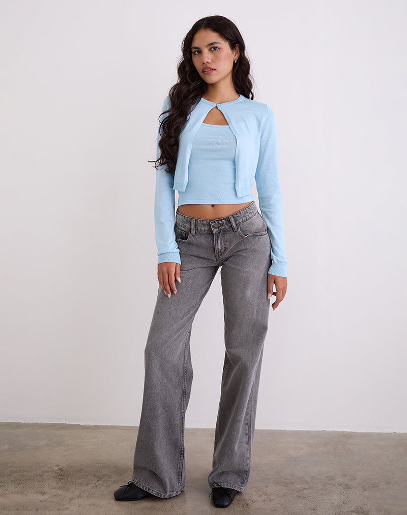 Imagen de Nuha Ribbed Cropped Cardigan en azul