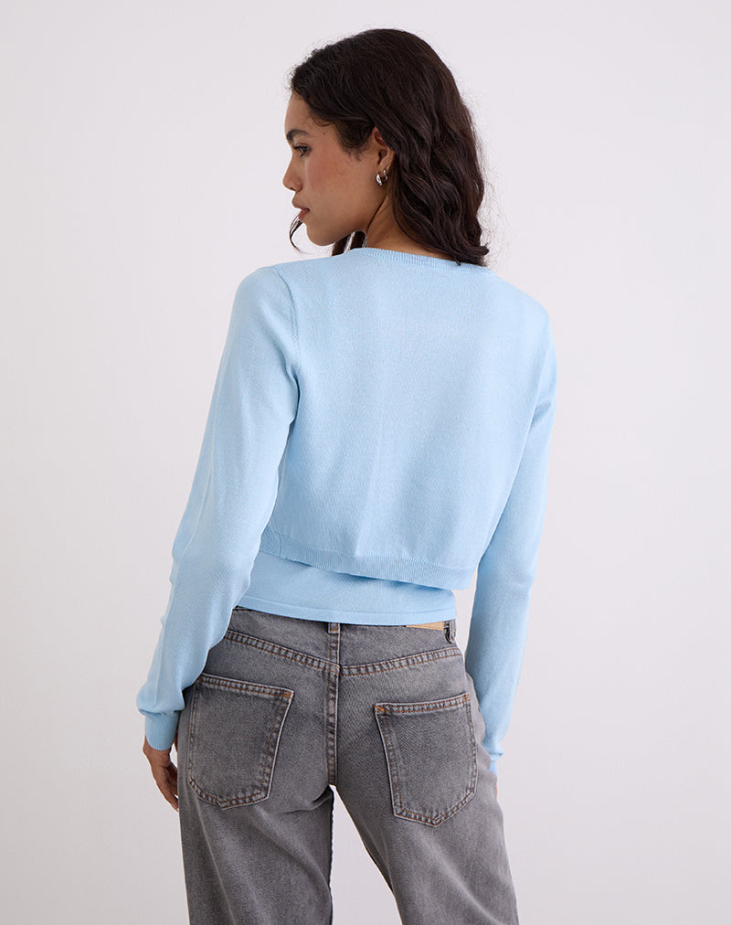 Imagen de Nuha Ribbed Cropped Cardigan en azul