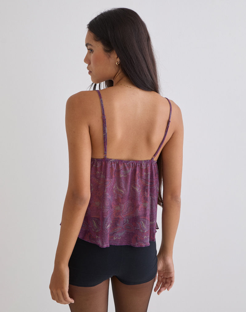 Imagen de la blusa Nukara Butterfly Top en color púrpura Regal Paisley.