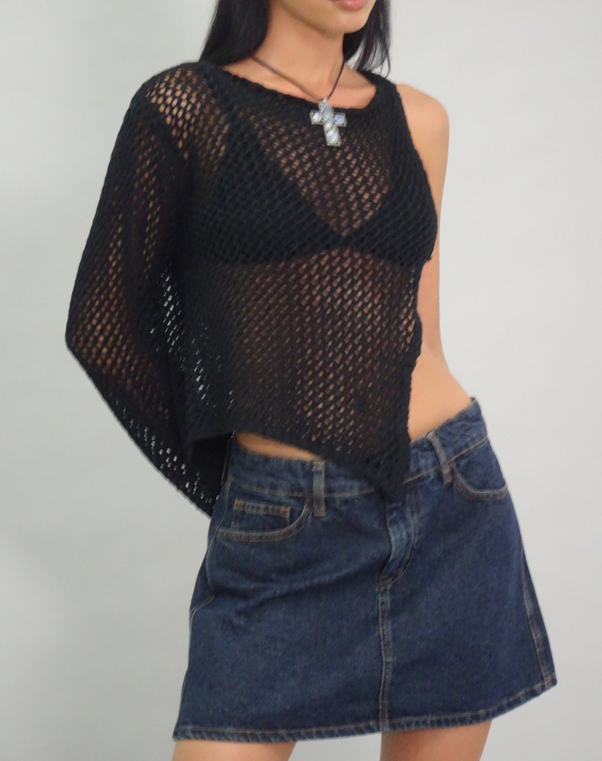 Imagen de la minifalda A-Line en denim índigo