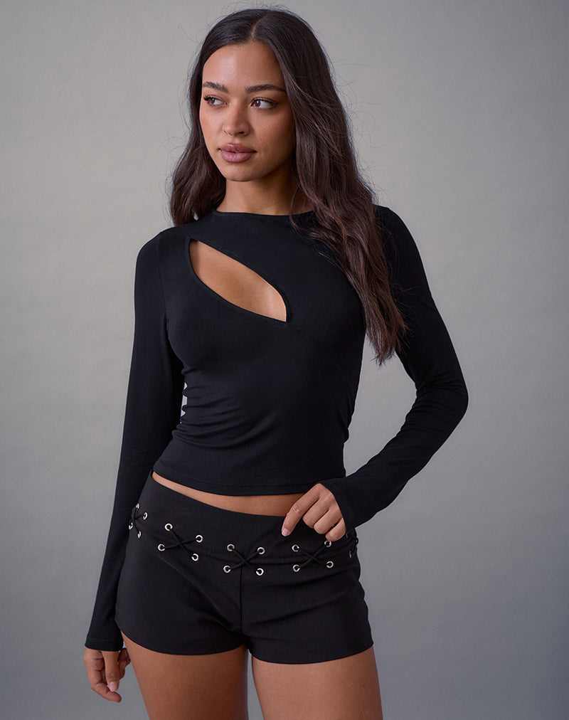 Imagen de Linaya Lace Up Hot Pant en Tailoring Negro