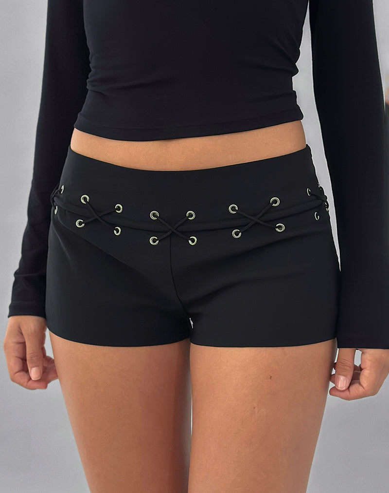 Imagen de Linaya Lace Up Hot Pant en Tailoring Negro