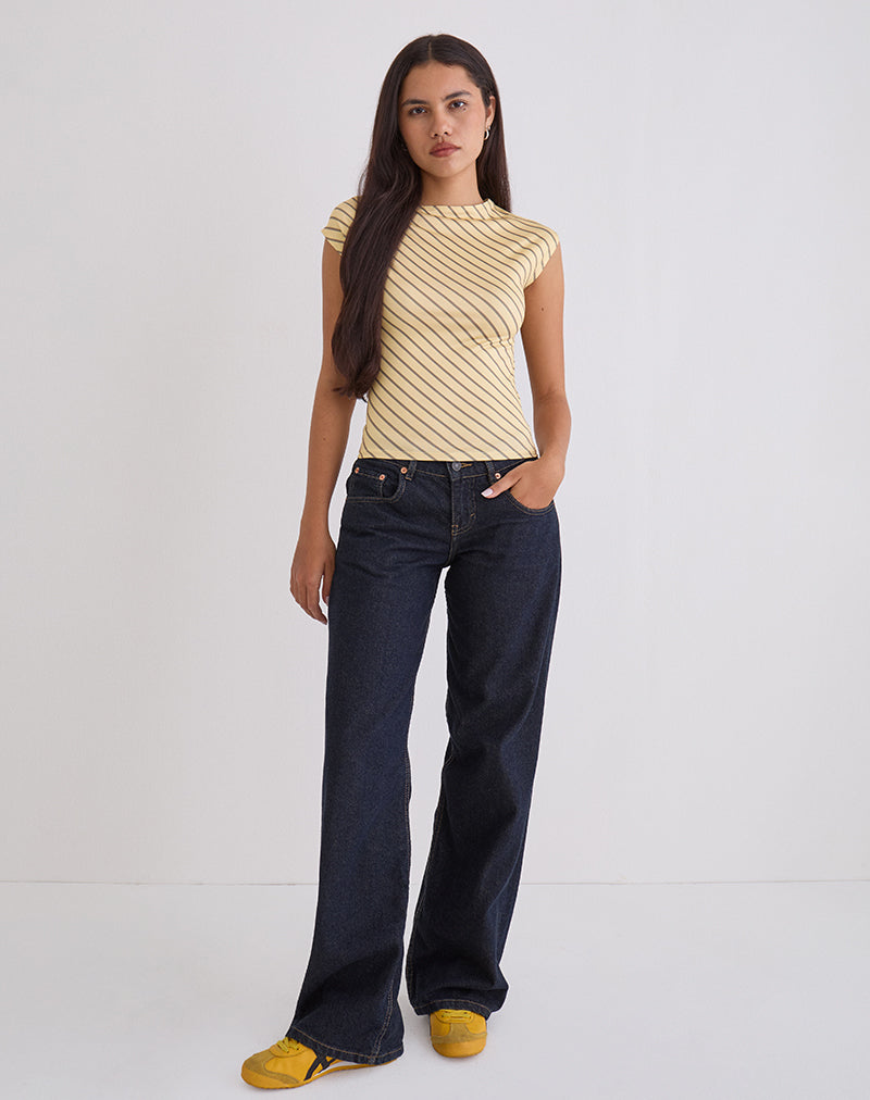 Nova Slinky Top de rayas diagonales amarillas