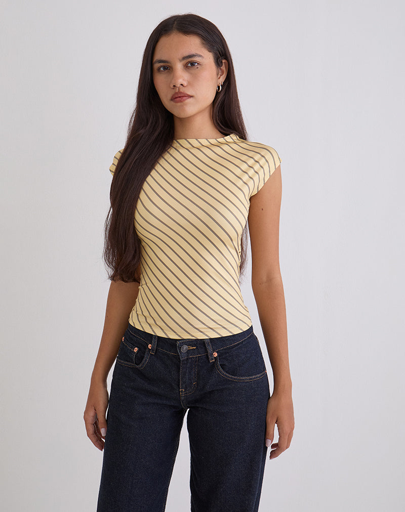 Imagen de Nova Slinky Top en raya diagonal amarilla