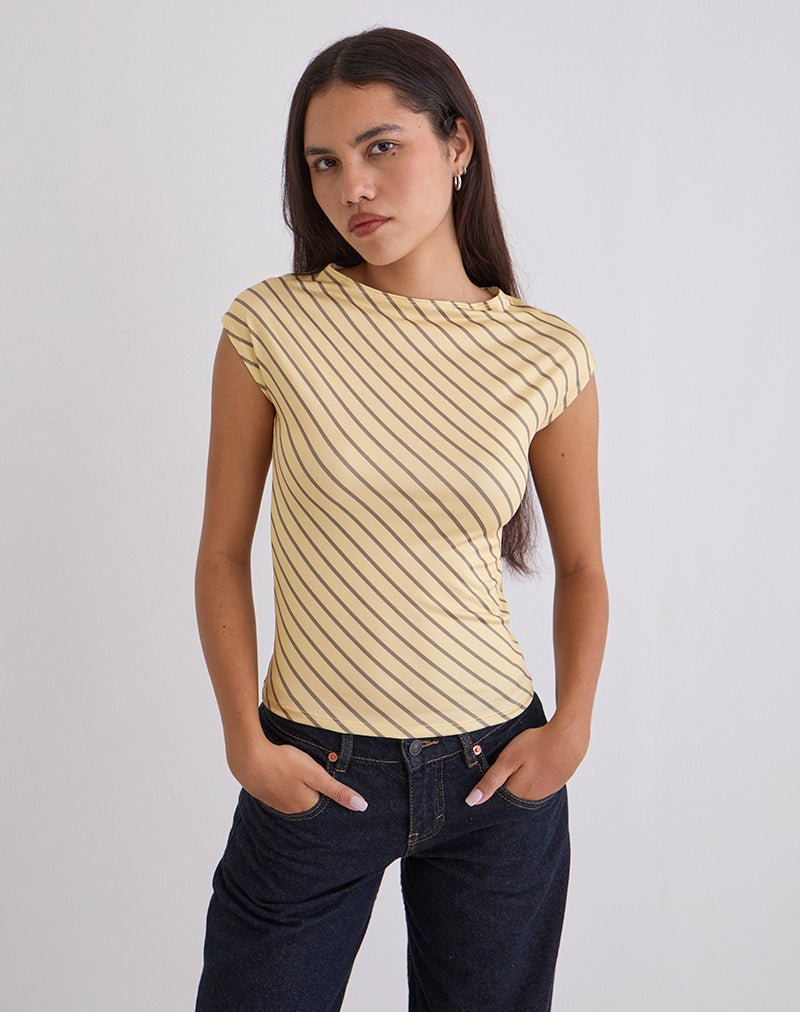 Imagen de Nova Slinky Top en raya diagonal amarilla