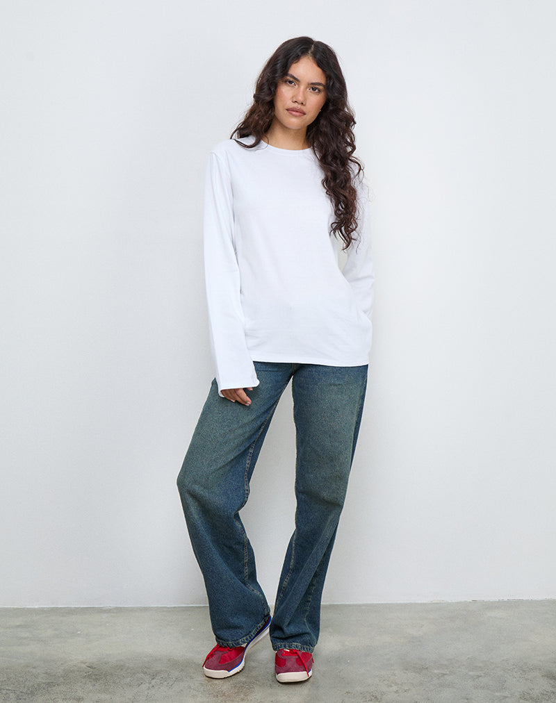 Imagen de OB Oversized Long Sleeve Tee Top in White