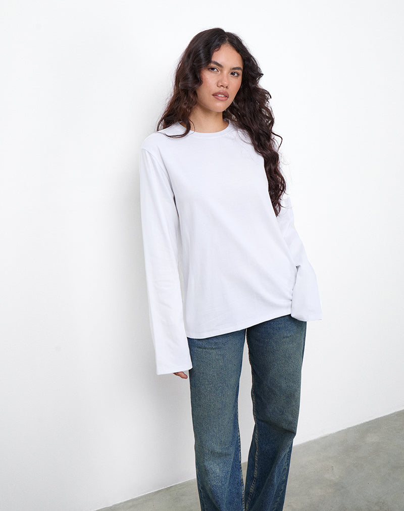 Camiseta de manga larga OB en blanco