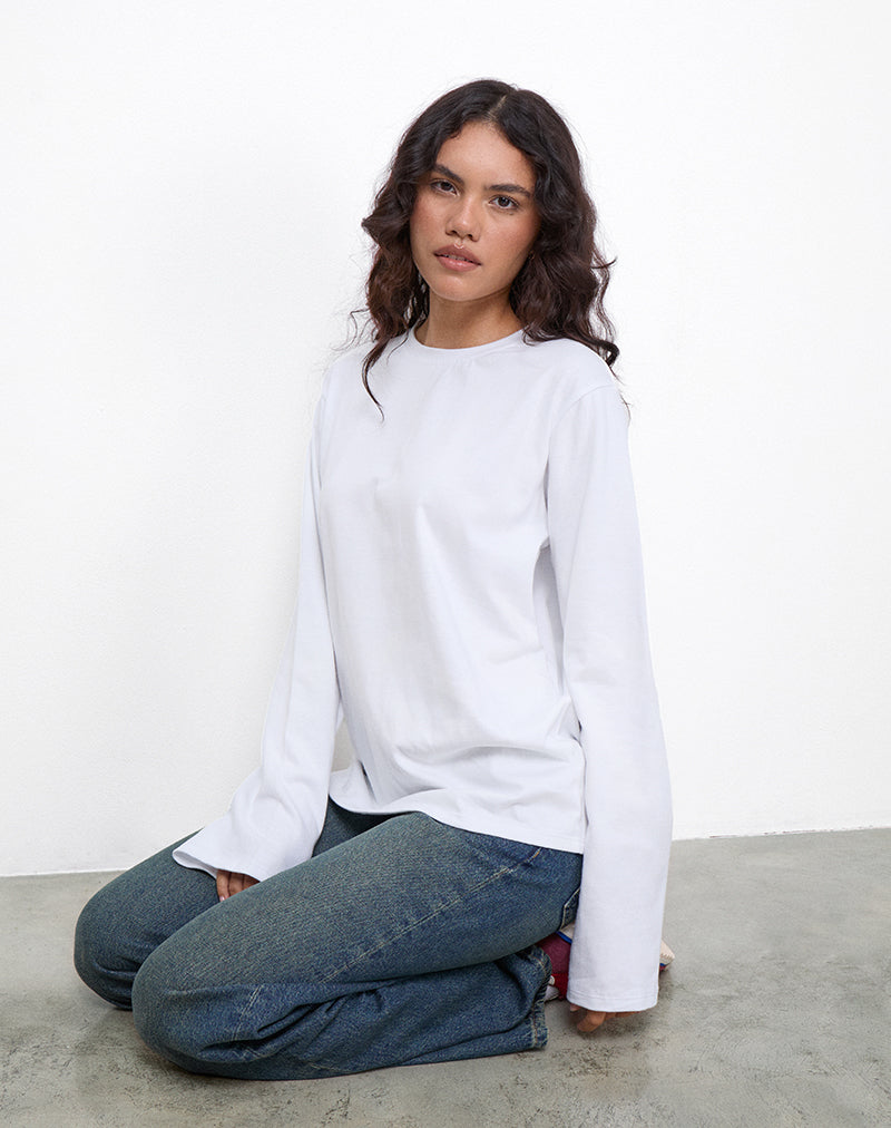 Camiseta de manga larga OB en blanco