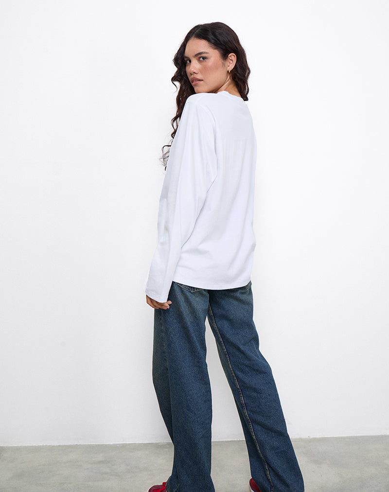 Imagen de OB Oversized Long Sleeve Tee Top in White