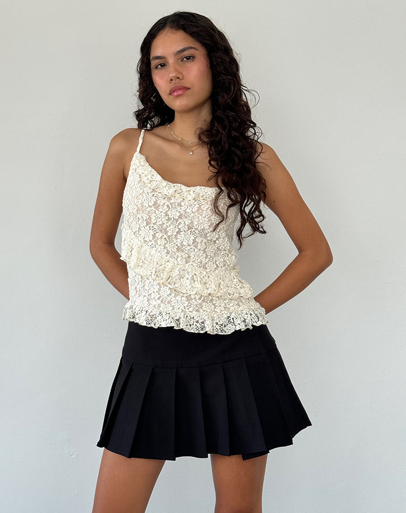 Cami top asimétrico Octavia de encaje marfil