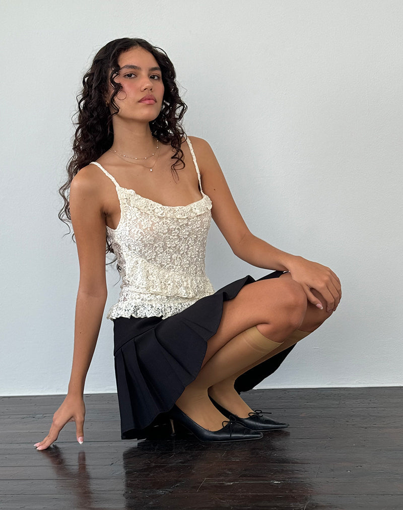 Cami top asimétrico Octavia de encaje marfil
