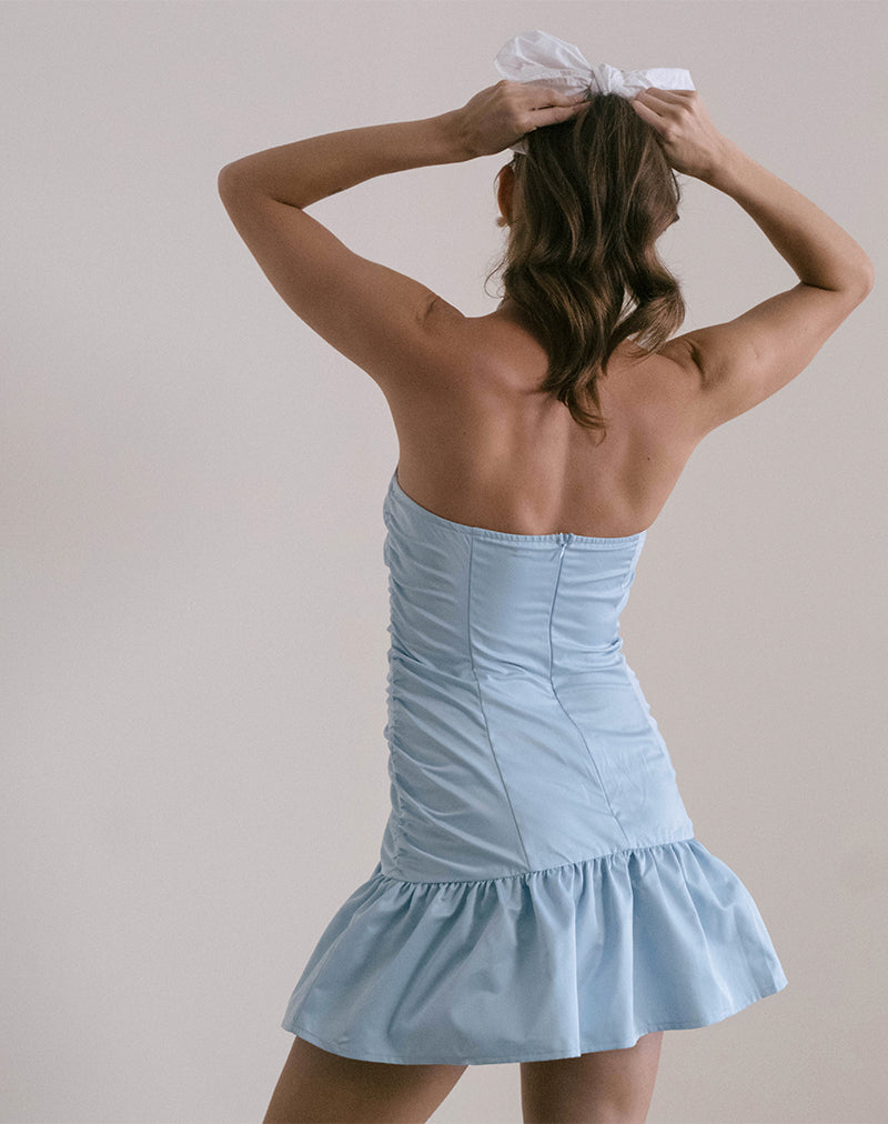 Imagen del minivestido Okapi en azul empolvado