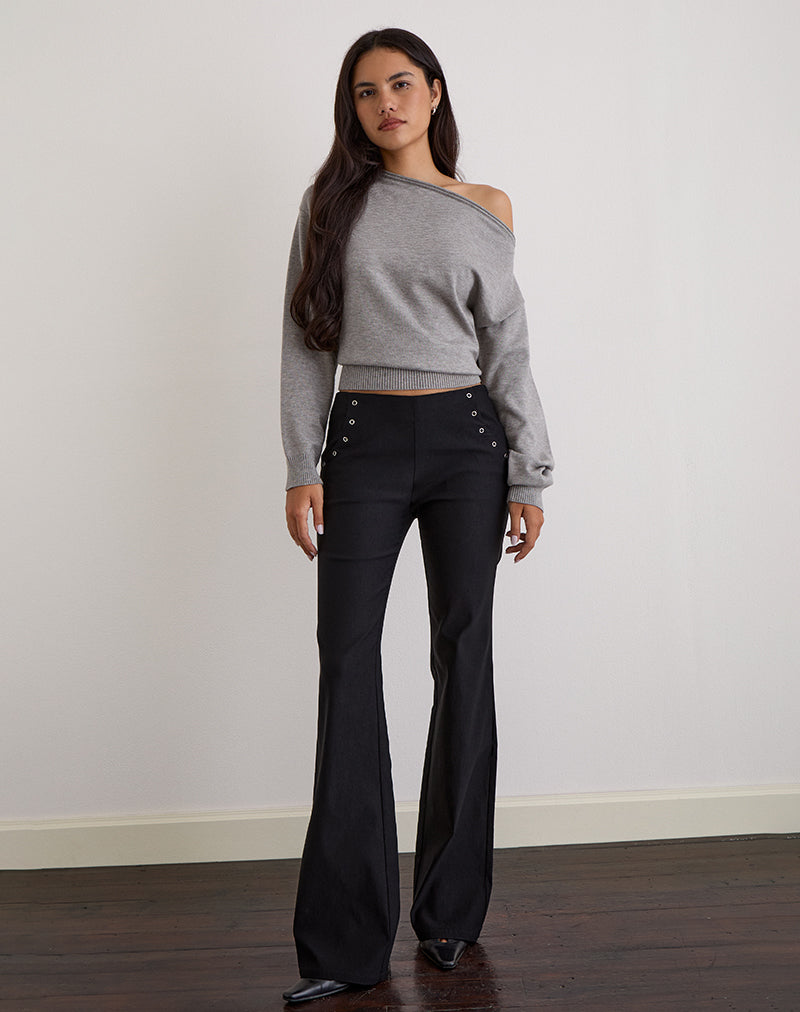 Imagen de Olira Flare Trouser with Eyelets in Tailored Negro