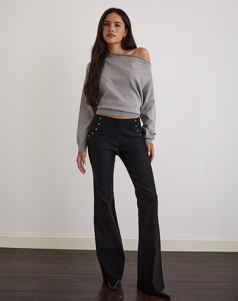 Imagen de Olira Flare Trouser with Eyelets in Tailored Negro