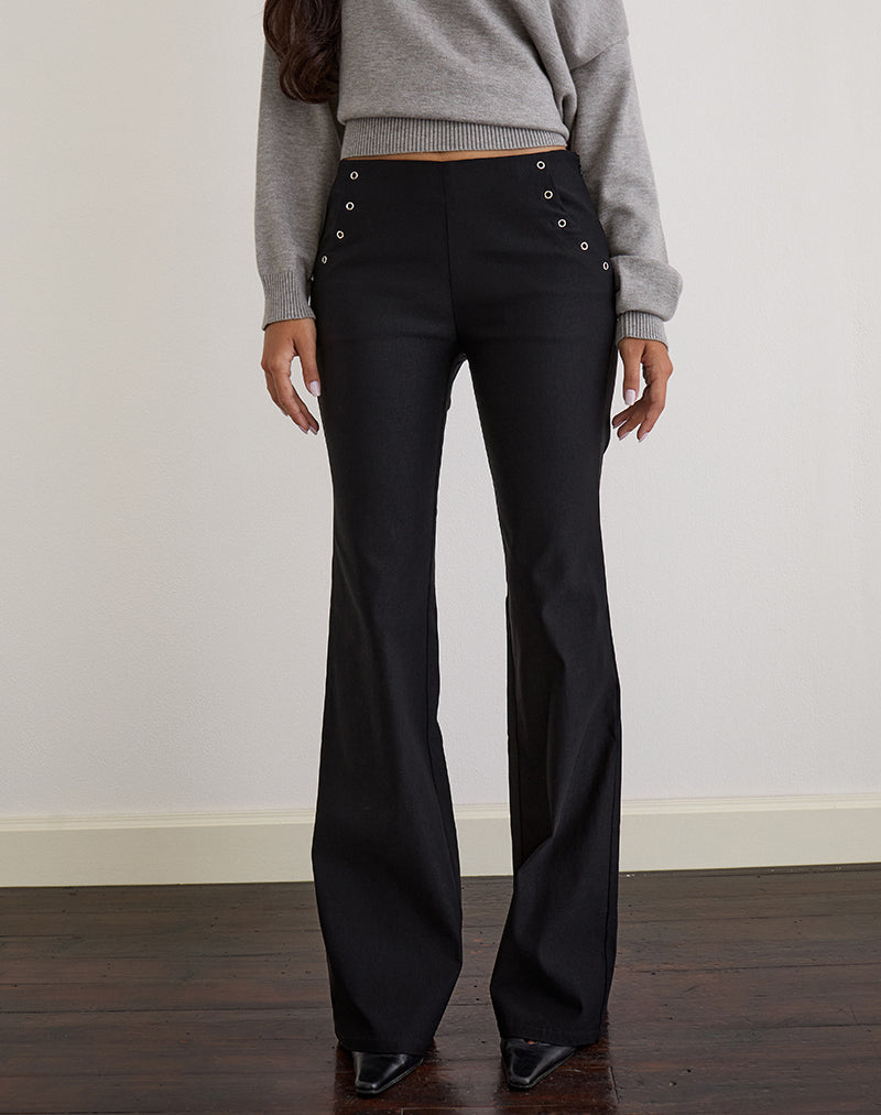 Imagen de Olira Flare Trouser with Eyelets in Tailored Negro