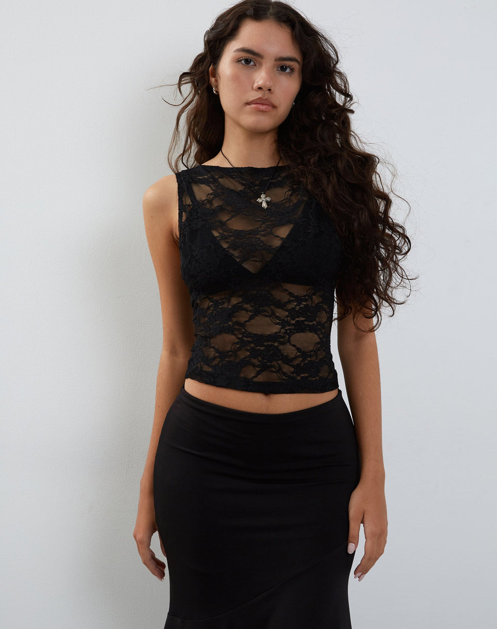 Top de encaje Maloe negro