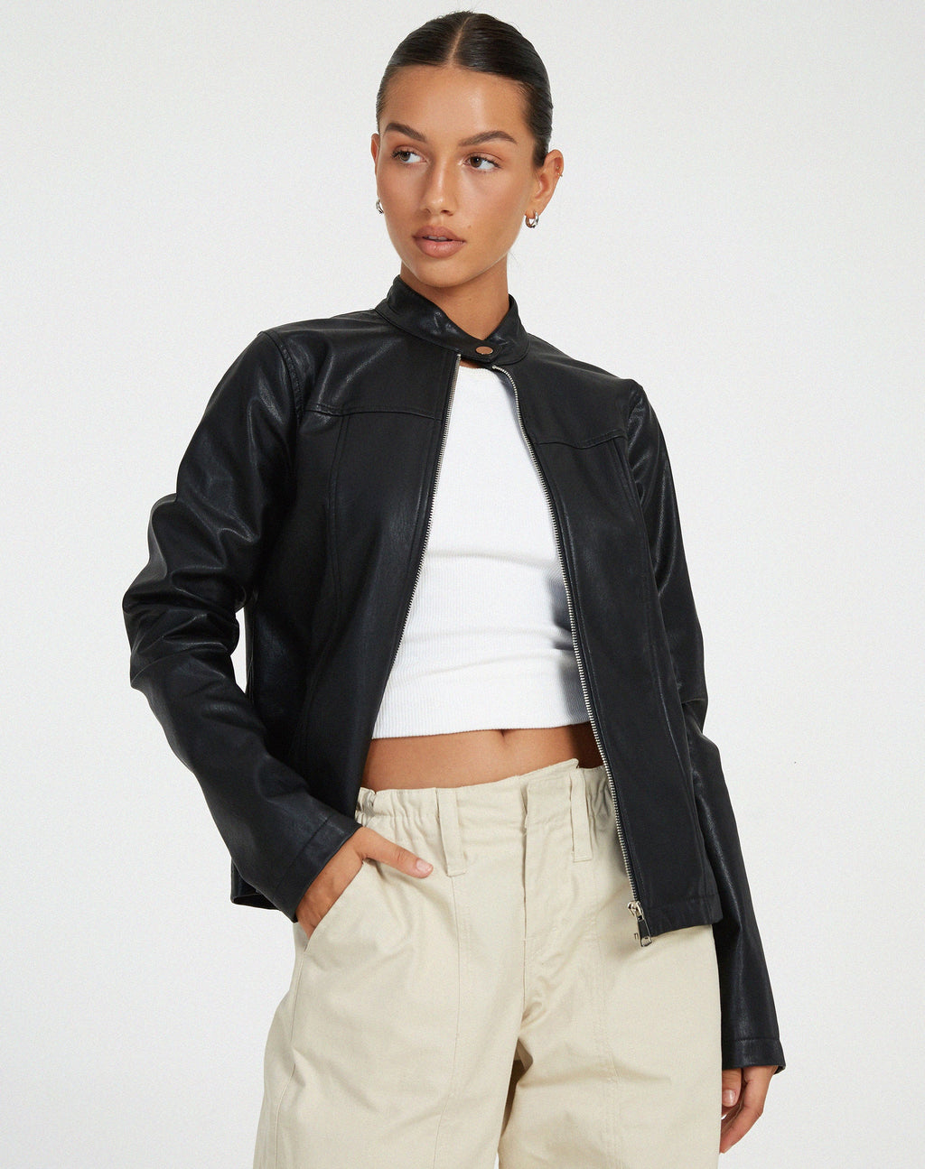 Chaqueta Olivia en PU Negro
