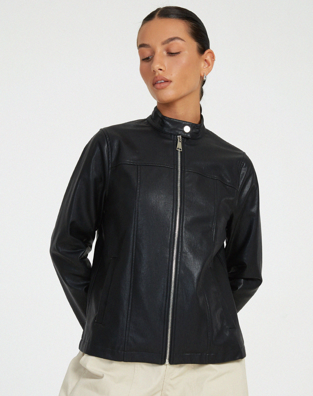 Chaqueta Olivia en PU Negro