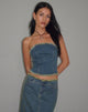 Imagen de Omas Denim Bandeau Top en marrón azul lavado ácido