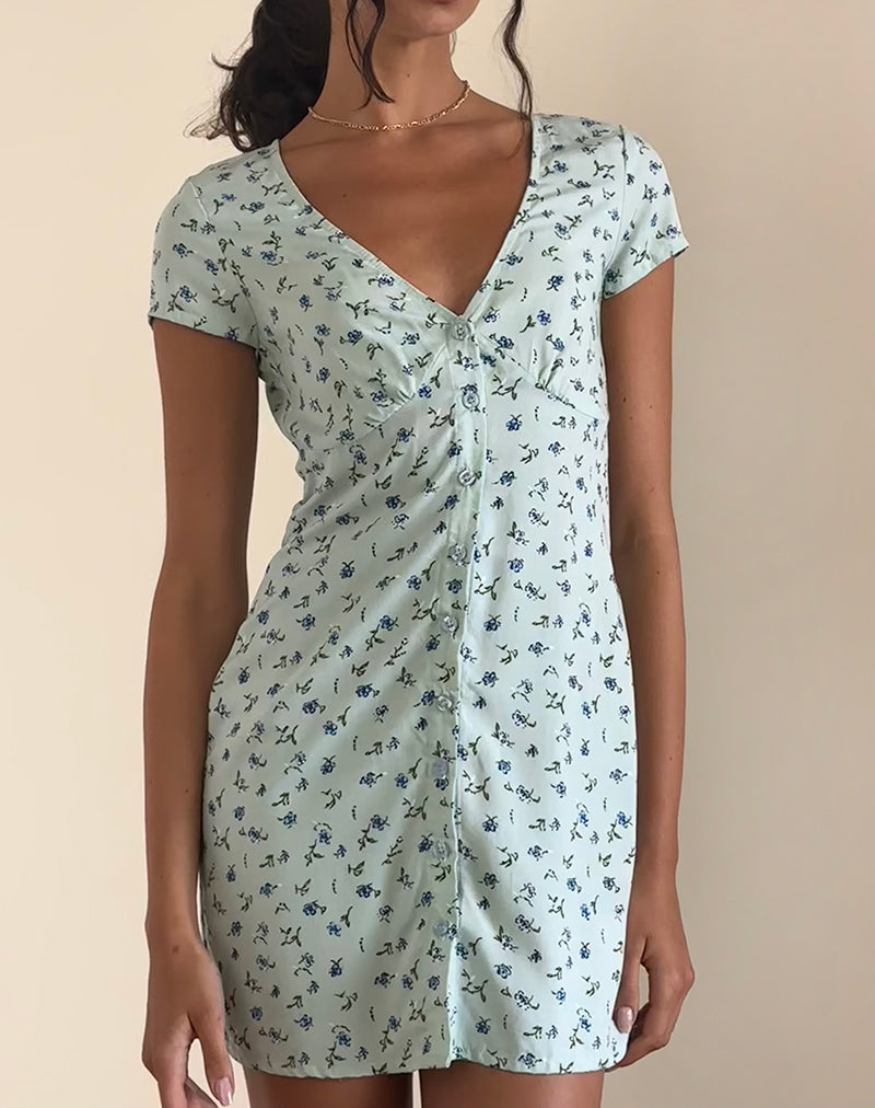 Vestido Omoni en verde pétalo