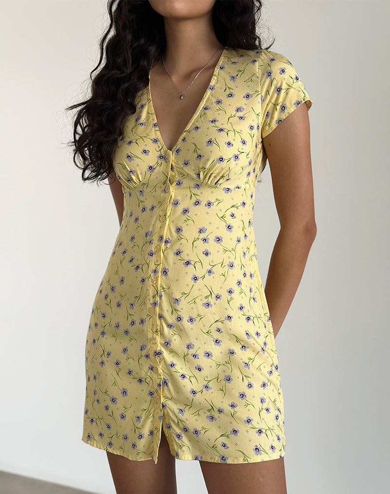 Imagen del minivestido Omoni en Wild Flower Lemon Drop