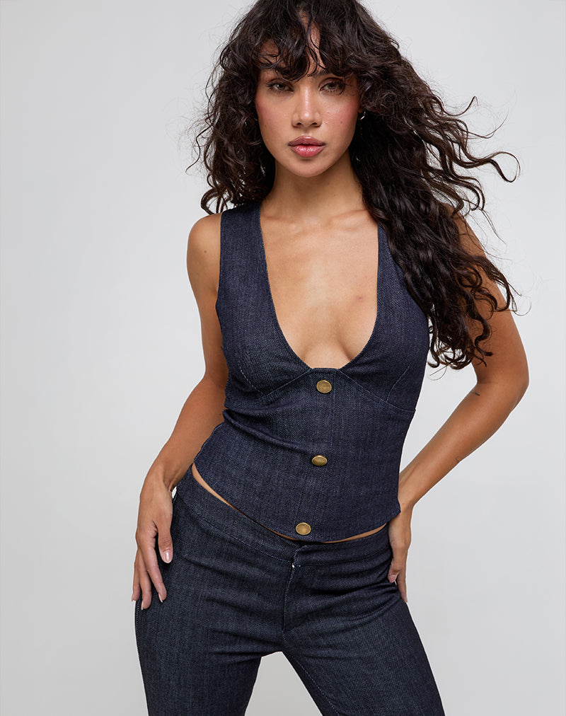 Imagen de Oria Vest Top en Denim Oscuro Indigo