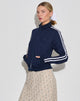 Imagen de Orion Zip Up Jumper in Navy with White Stripes and M Embroidery