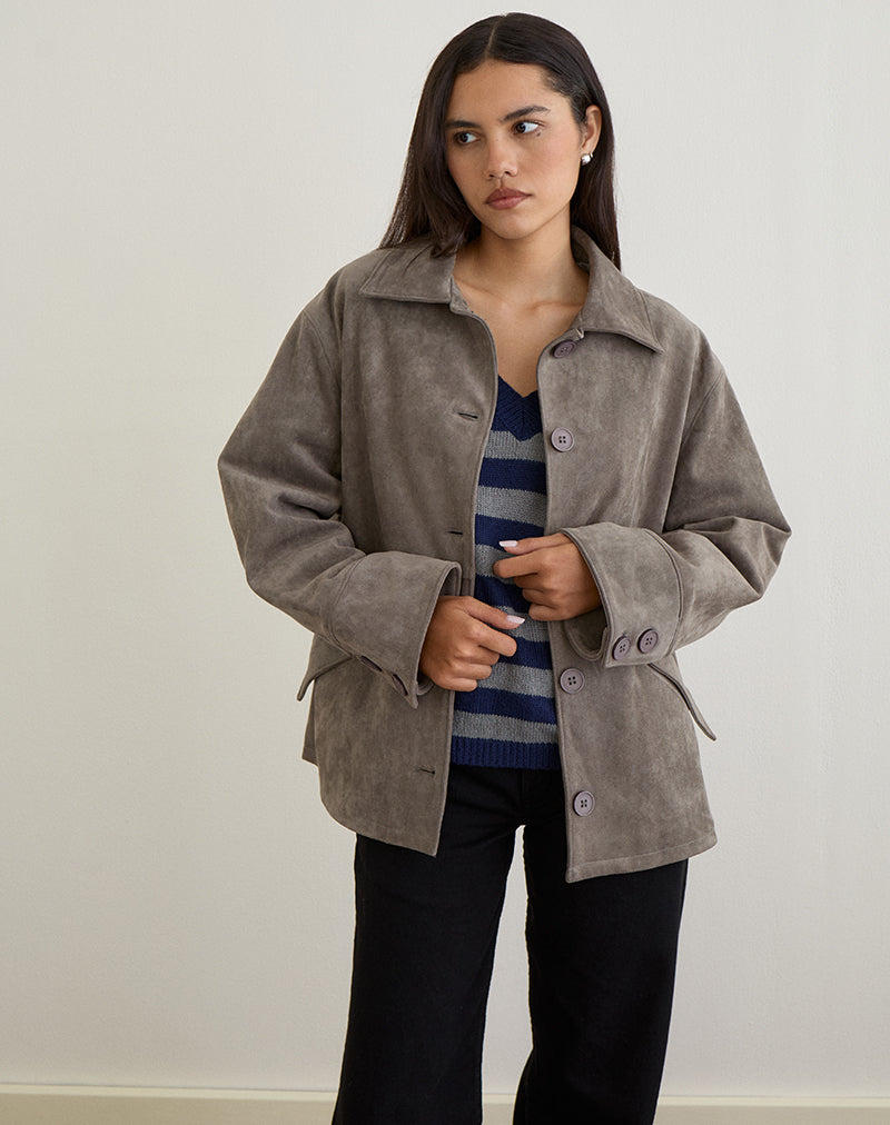 Chaqueta Orson de imitación de ante gris oliva