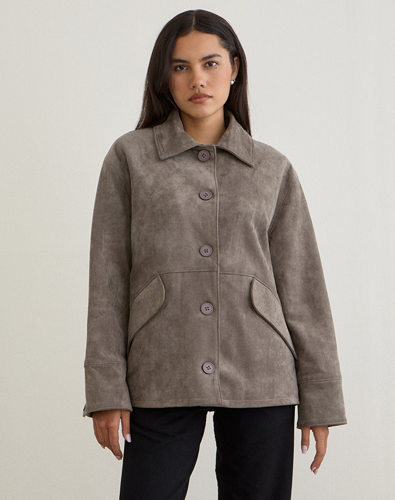 Imagen de la chaqueta Orson de ante sintético gris oliva