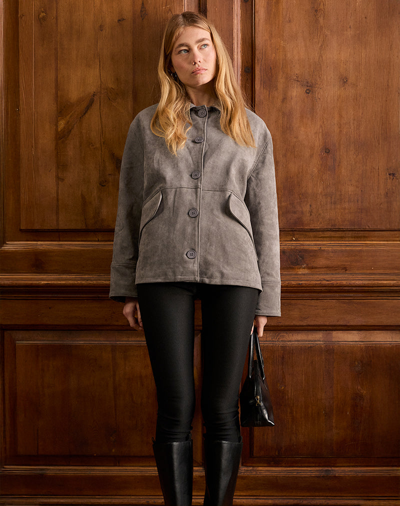 Chaqueta Orson de imitación de ante gris oliva