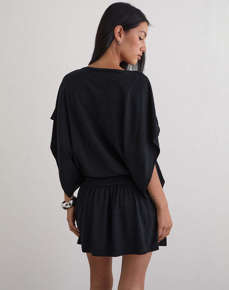 Imagen del minivestido Osiri Batwing Plunge de punto negro