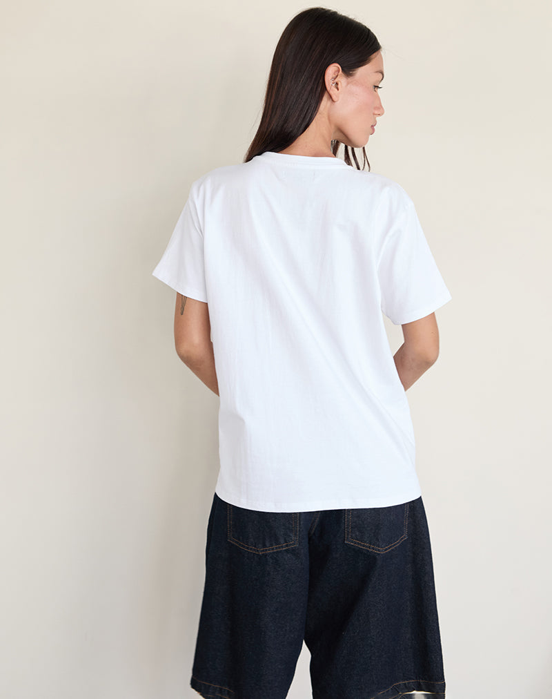 Imagen de Oversize Basic Tee in White with Gemini Motel Pet Print