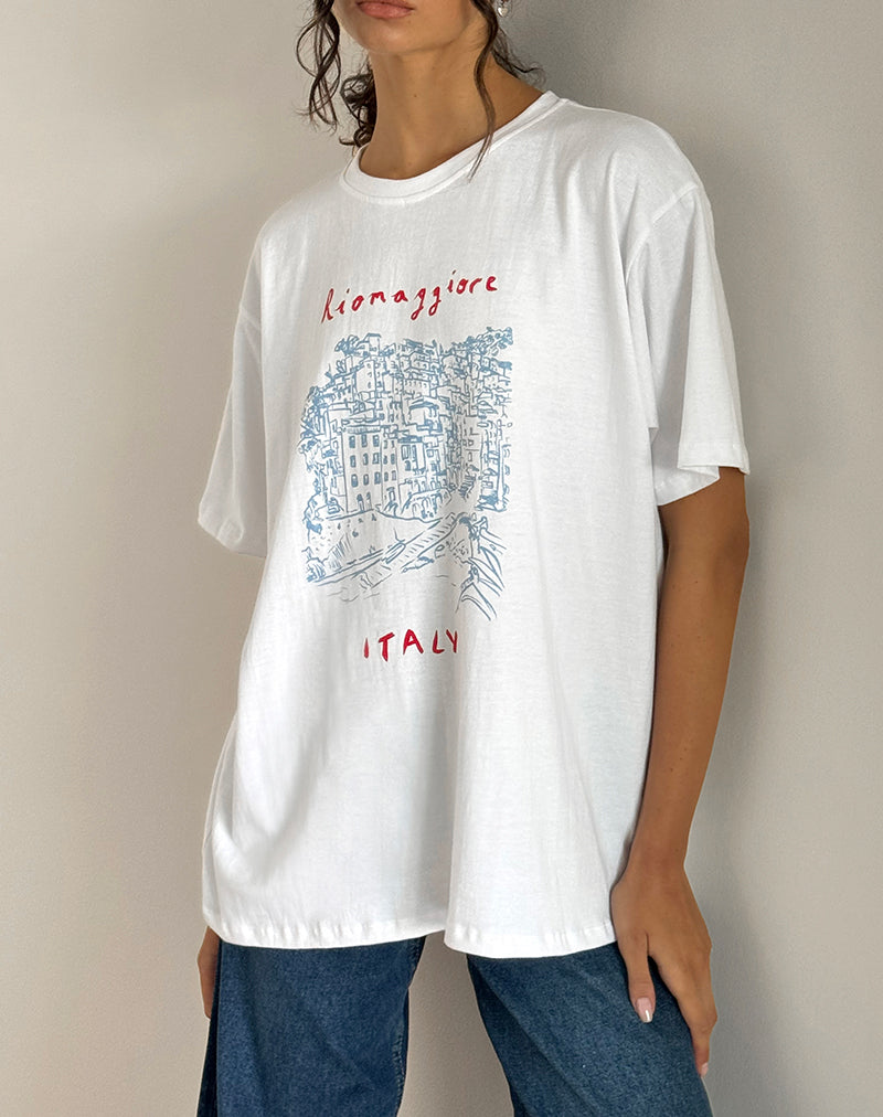 Camiseta básica oversize en Riomaggiore Italia Blanco