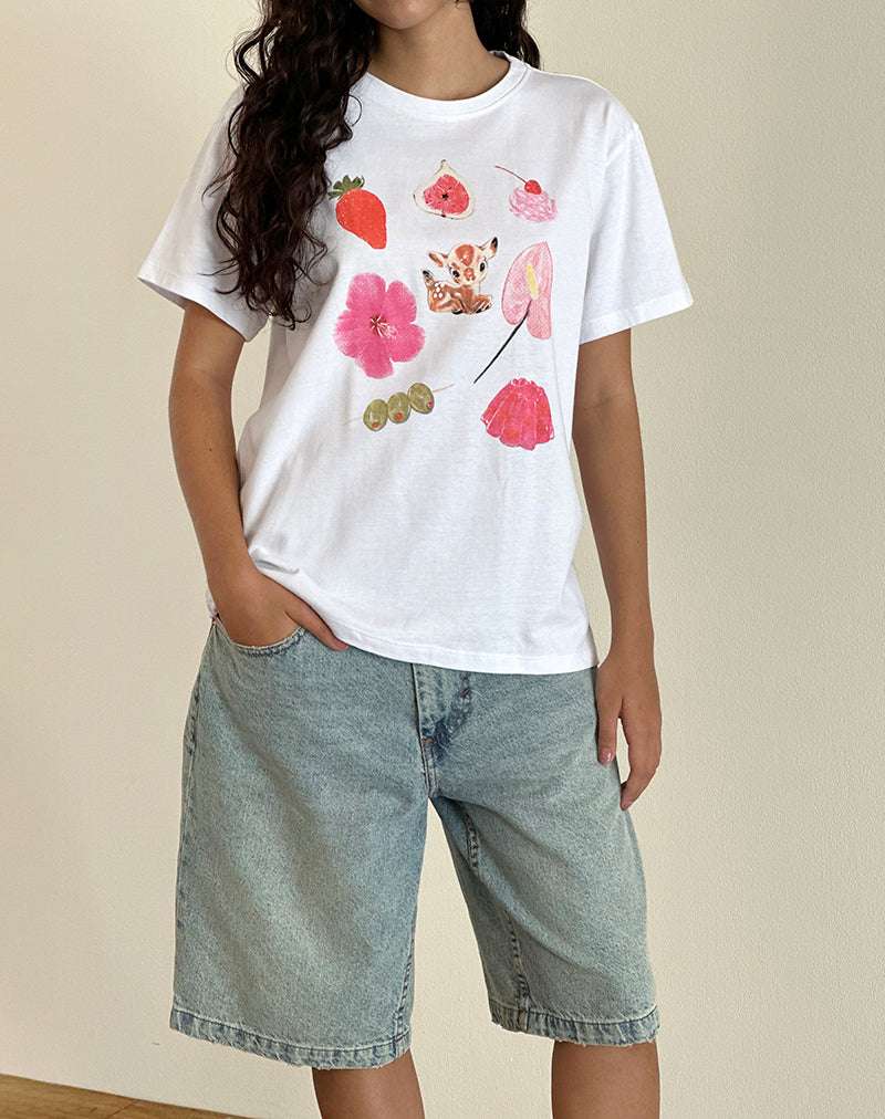 Imagen de Oversized Basic Tee in White Cuties