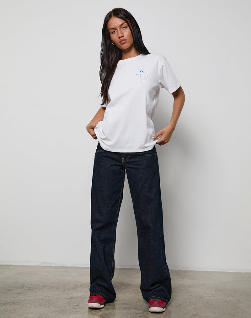 Camiseta básica oversize blanca con gráfico Doing My Best
