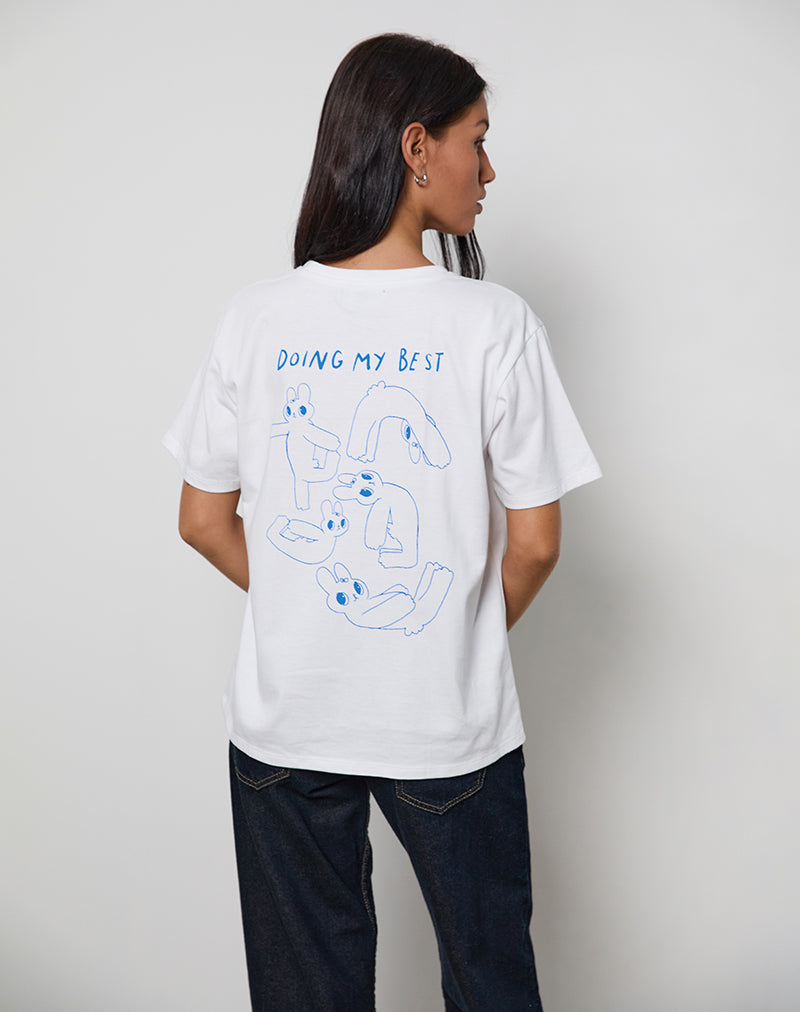 Imagen de Oversize Basic Tee in White with Doing My Best Graphic