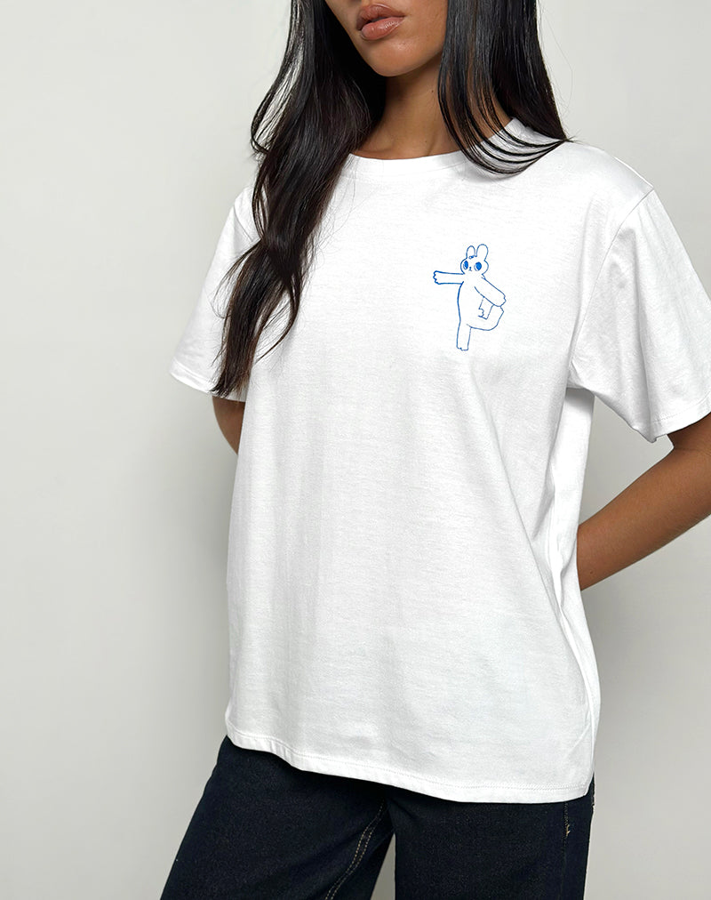 Imagen de Oversize Basic Tee in White with Doing My Best Graphic