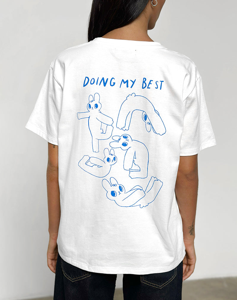 Imagen de Oversize Basic Tee in White with Doing My Best Graphic