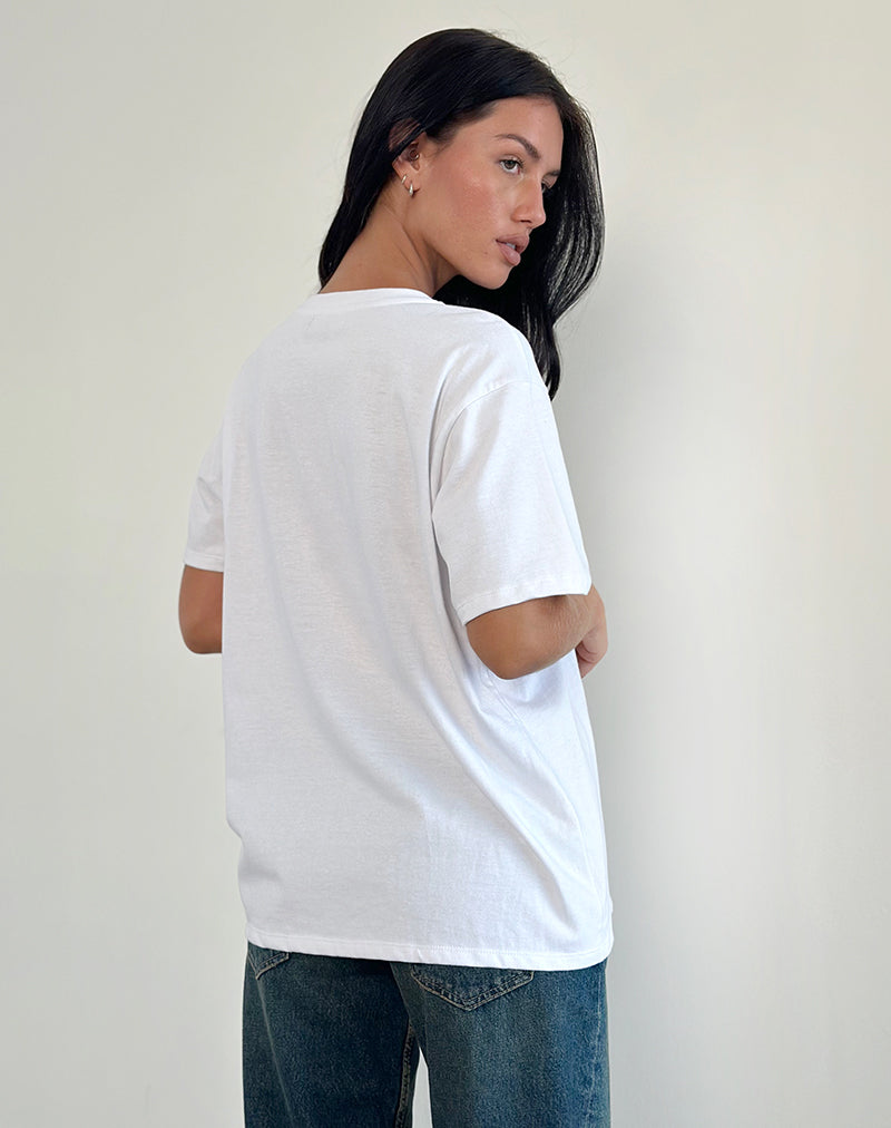 Imagen de Oversized Basic Tee in White with Kitty