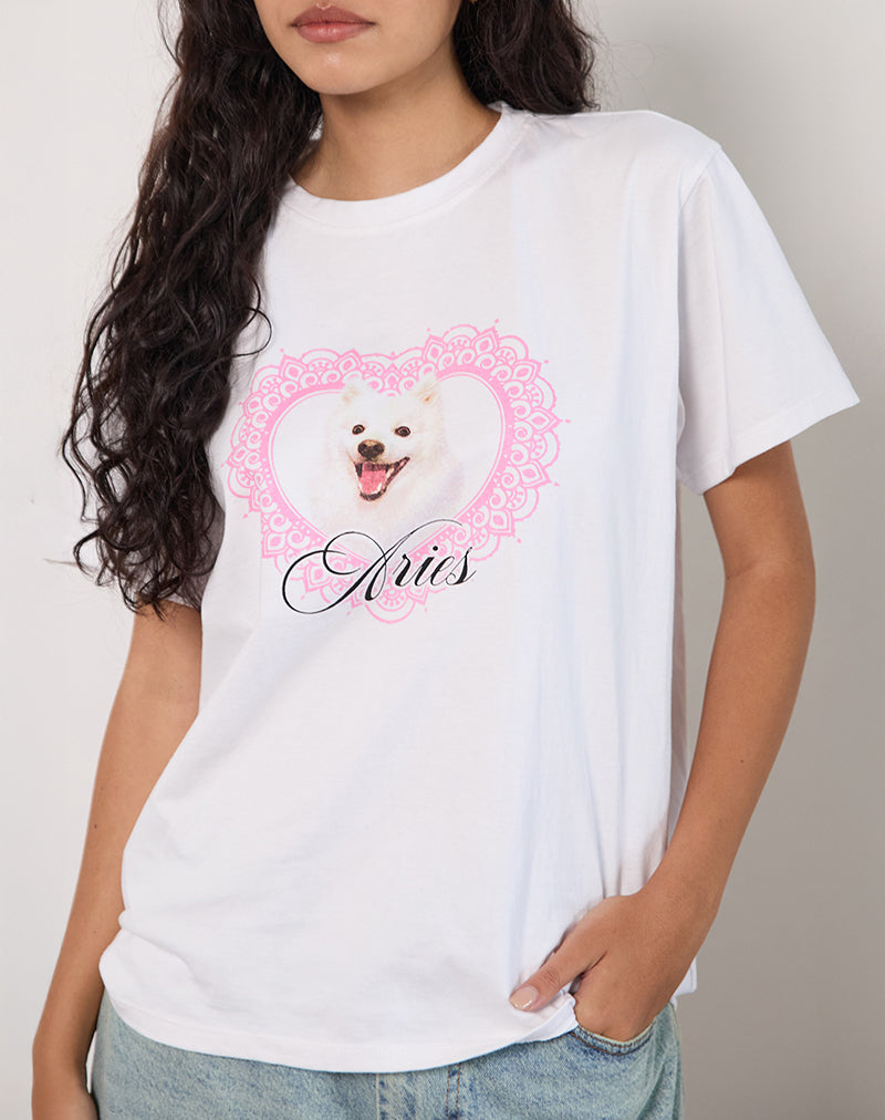 Imagen de Oversize Basic Tee in White with Aries Motel Pet Print