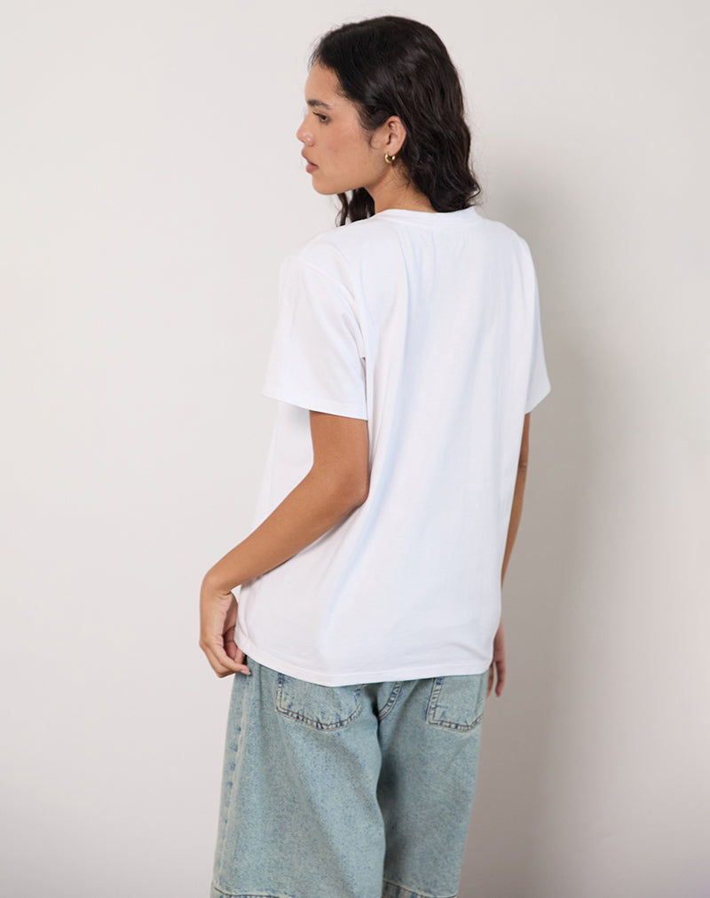 Imagen de Oversize Basic Tee in White with Aries Motel Pet Print