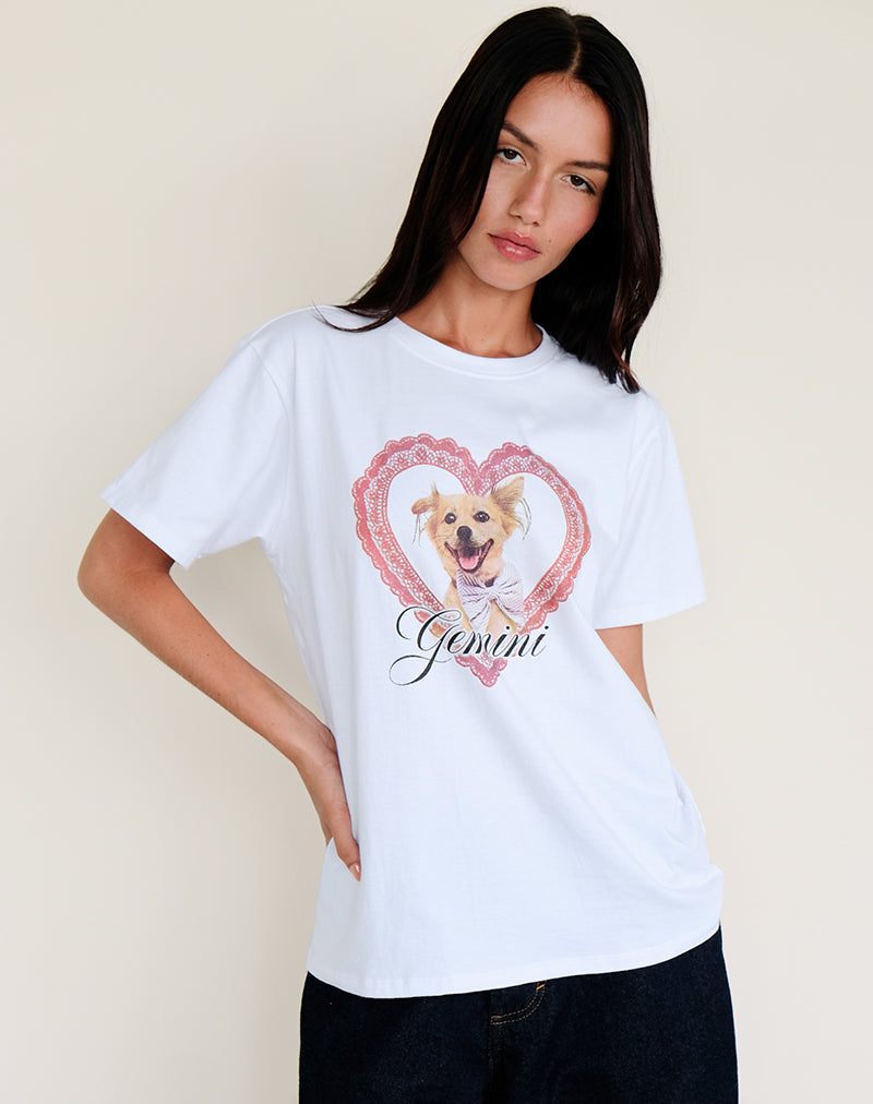 Imagen de Oversize Basic Tee in White with Gemini Motel Pet Print