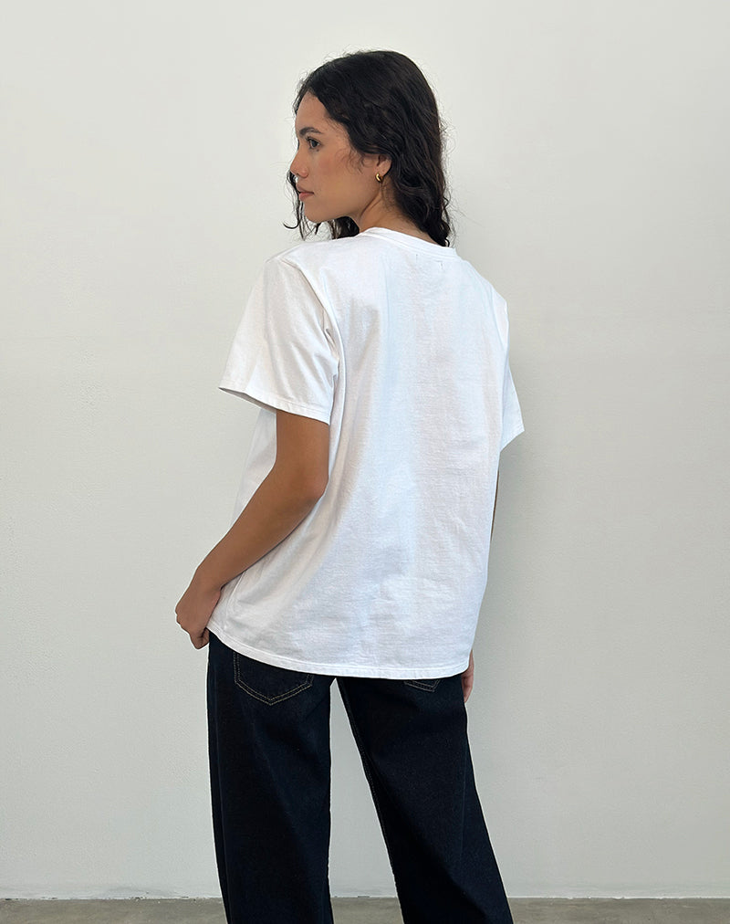 Imagen de Oversized Basic Tee in White with Pisces Motel Pet