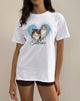 Image of Camiseta básica oversize blanca con estampado de mascotas Taurus Motel