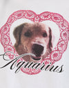 Blanco con gráfico de perro de Acuario