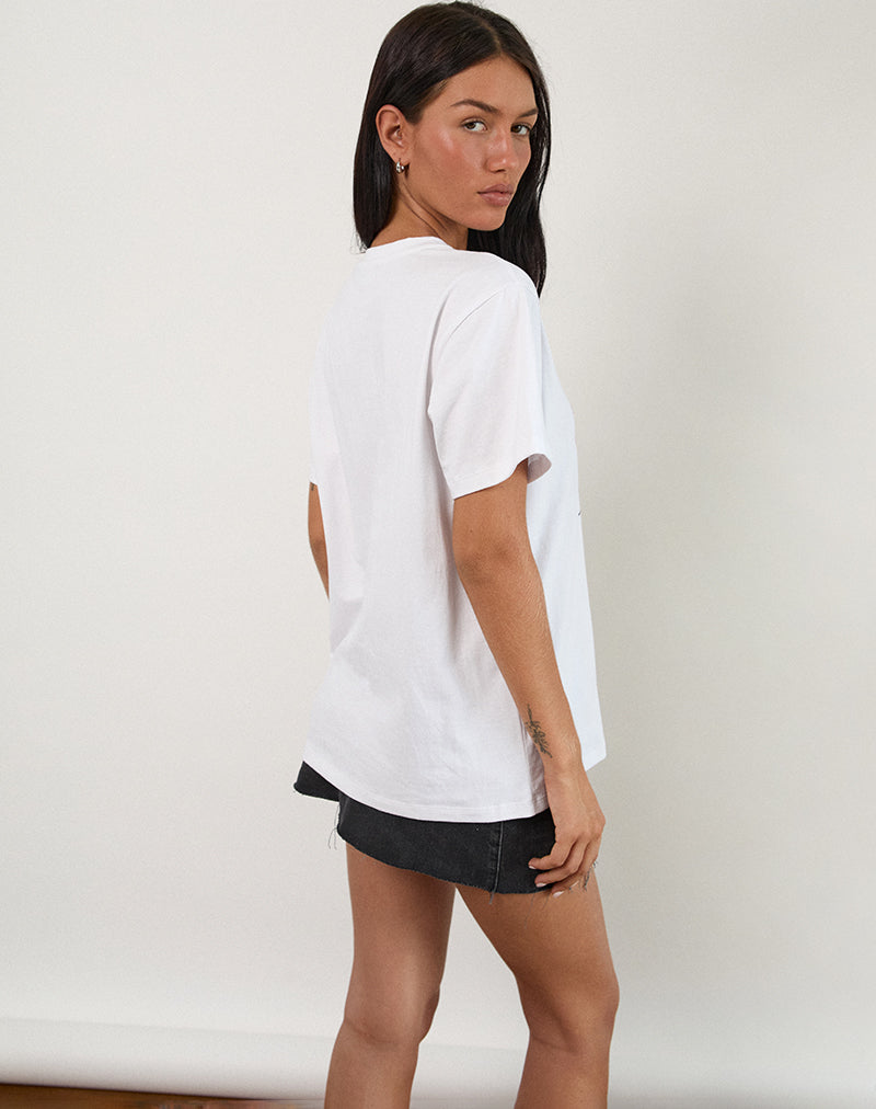 Imagen de Oversized Basic Tee in White with Aquarius Dog Graphic