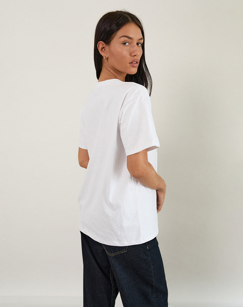 Imagen de Oversize Basic Tee in White with Capricorn Motel Pet Print