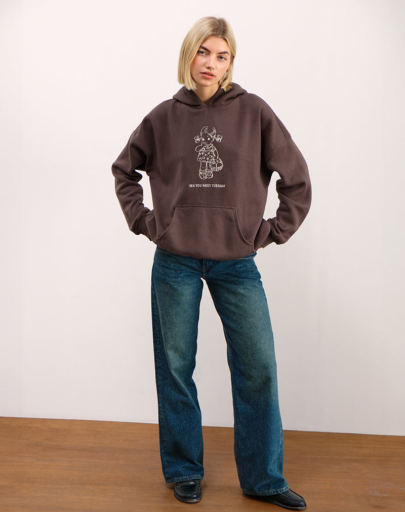 Image of Sudadera con capucha oversize en caoba oscuro con estampado See You Next Tuesday