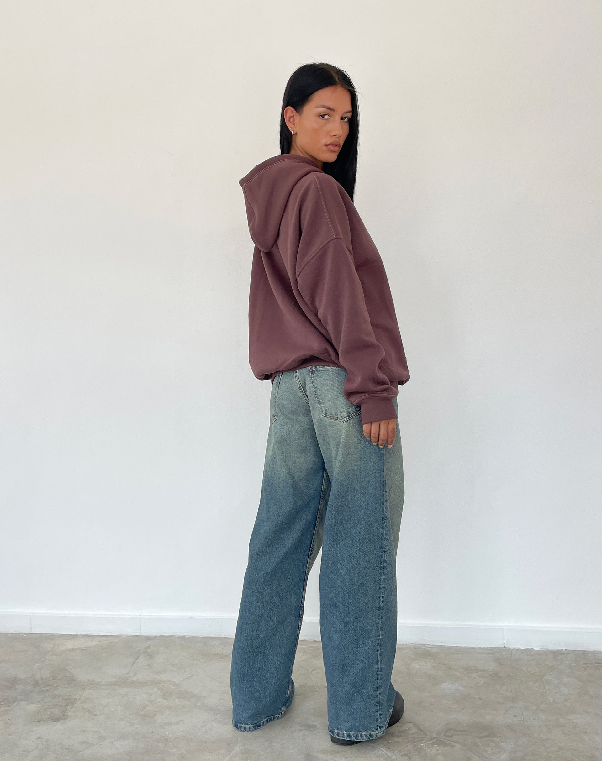 Imagen de Oversize Hoodie in Deep Mahogany with Motel Scribble Embroidery