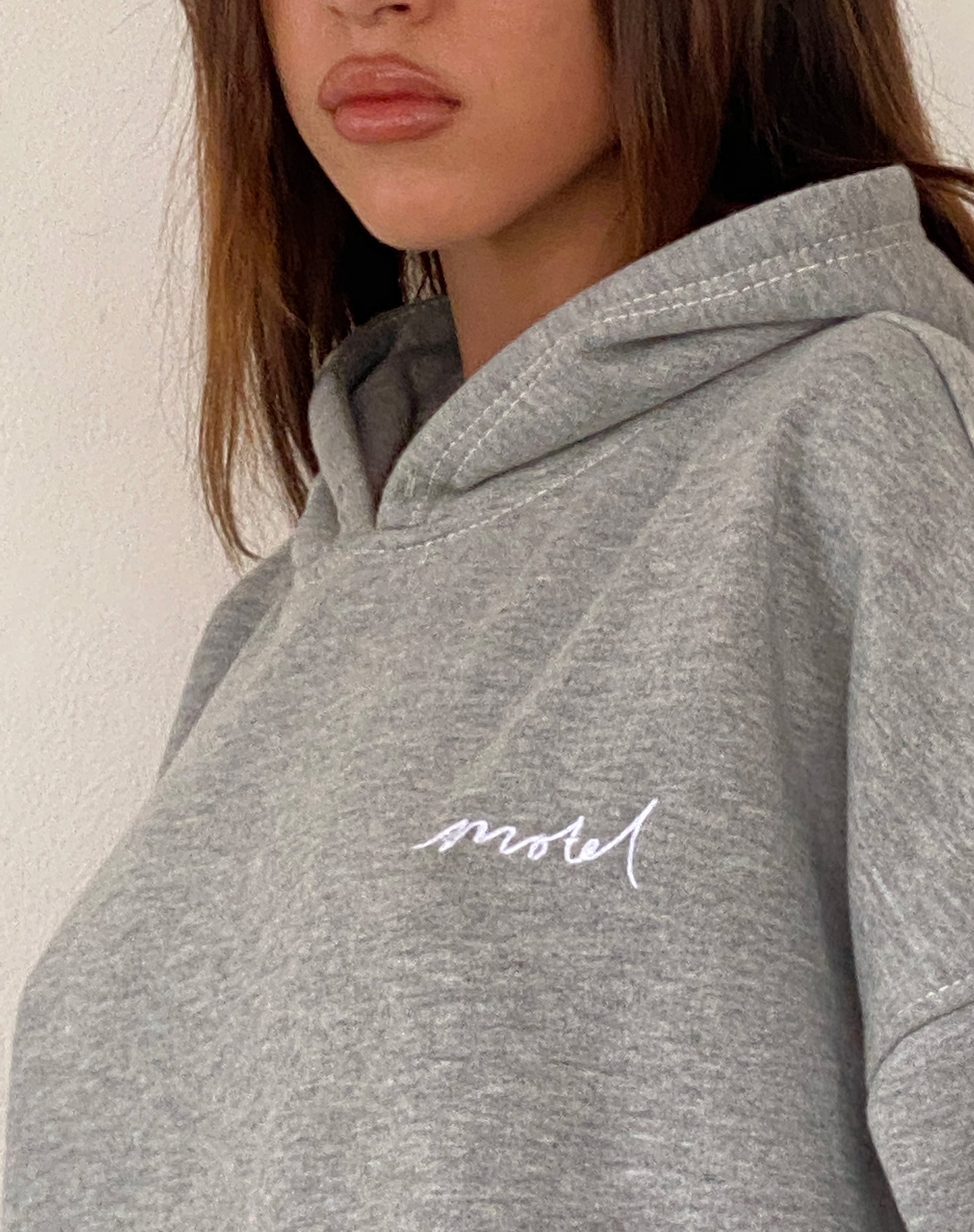 Imagen de Oversize Hoodie in Grey Marl with Motel Scribble Embroidery
